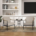 Modern Accent Chairs Set of 2 for Living Room Bedroom Mid Century Arm Chairs Upholstered Office Accent Chairs Comfy Waiting Room Chairs with Metal Frame, Beige