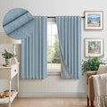 Dusty Blue Blackout Curtains for Nursery 54 Inch Length 2 Panel Chic Linen Look Short Thick Privacy Lightweight Grey Blue Light Blocking Room Darkening Curtain for Kids Bedroom Back Tab Pocket 54 Long