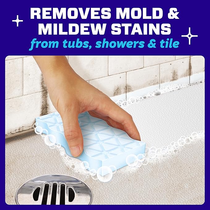 Mr. Clean Magic Eraser Sponge, Bathroom Cleaner, Soap Scum Shower & Tub Cleaner, 2 in 1 Bath, 7ct