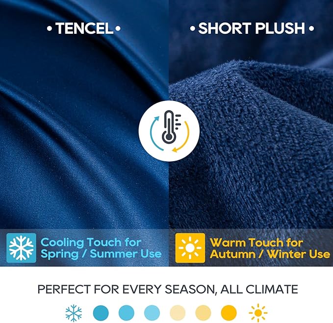 King Size Weighted Blanket 20lbs(88''x104'', Dual-Sided), Reversible King Weighted Blanket with Cozy Warm Velvet & Cooling Tencel Fabric for Adults & Couple All Season - Carry Bag Included, Navy Blue