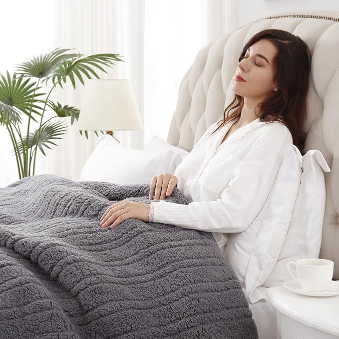 Westinghouse Electric Blanket King Size, Soft Plush Sherpa Heated Blanket with 10 Heating Levels & 1-12 Hours Auto-Off, Machine Washable, 100x90 inches, Darkgrey