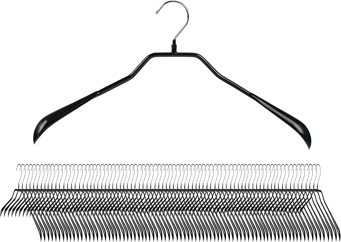 Mawa by Reston Lloyd, Non-Slip Steel Suit/Jacket Hanger, Wide Supportive Sholders with Rotating Hook, Black, Set of 150