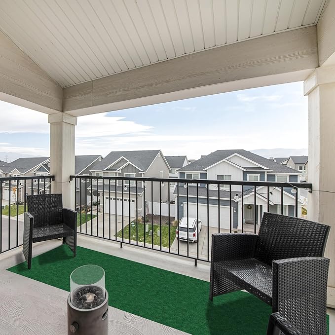 Ottomanson 2' x 46' Hallway Runner with Scraper Pile Extra Durable Non-Slip Rug Mat for Indoor & Outdoor Use - Ideal for Kitchen, Entryway, Patio & Garage - High-Traffic Carpet, Green