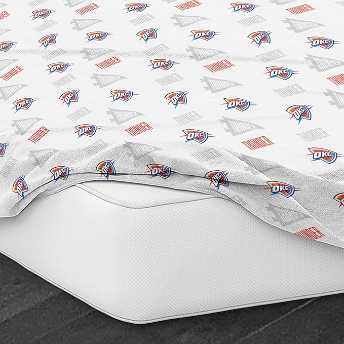 Northwest Officially Licensed Oklahoma City Thunder NBA Full Size Sheet Set – Soft Team Logo Bedding for Dorms, Bedrooms, Fan Caves & Game Day Style