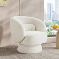Swivel Accent Chair, Modern 360 Degree Swivel Barrel Chair with Arms & Curved Back and Lumbar Support Cushion, Comfy Round Single Boucle Sofa for Small Space, Living Room, Bedroom, White