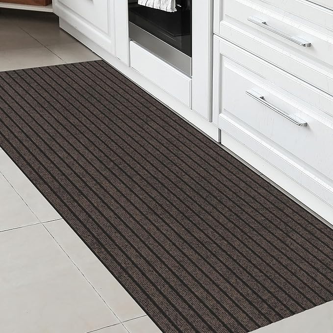 Ottomanson 2'7" x 5' Mud Mat Area Rug Scraper Carpet - Non-Slip, Dirt Trapping for Indoor & Outdoor Use - Ideal for Entryway, Garage, Kitchen, Patio & High-Traffic Areas, Brown