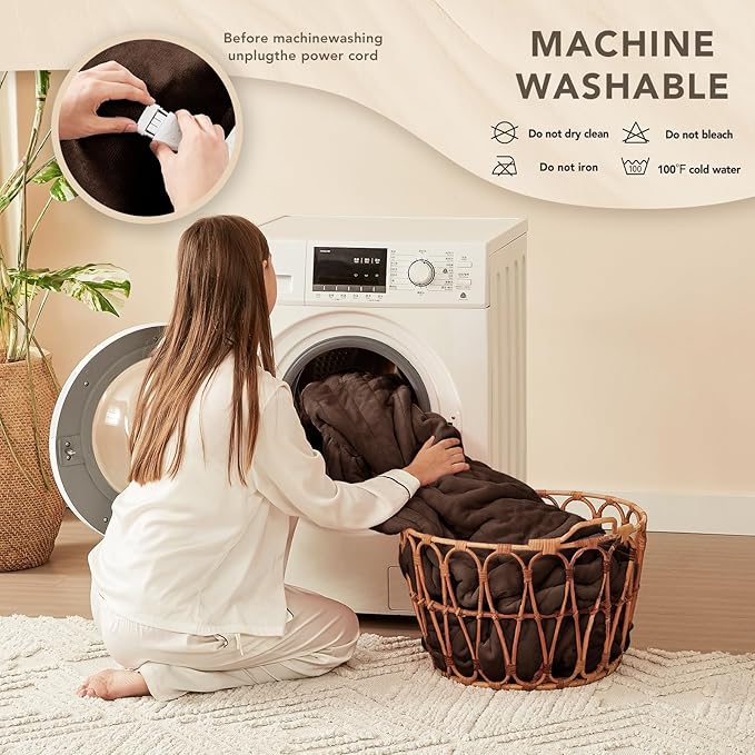 Homemate Electric Heated Blanket King Size - 100"x90" Heating Blanket King Size Dual Control 1/2/4/6/8 Hours Auto-Off 10 Heat Level Over-Heat Protection Flannel Sherpa ETL Certification