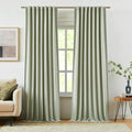 Vision Home Green Linen Full Blackout Curtains 95 inch Long for Bedroom Living Room Darkening Light Blocking Window Panels Thermal Insulated Rod Pocket Back Tab Neutral Drapes 56" Wx95 Lx2