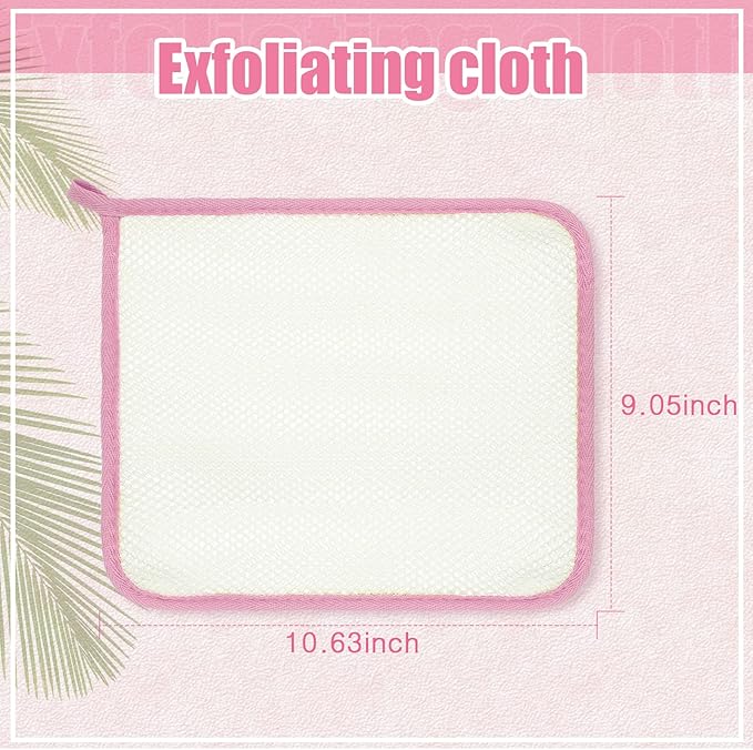 Tatuo 10 Count Popup Closed Exfoliating Wash Cloths for Body and Face Facial Bath Scrub Soft Weave Loofah Towel Exfoliate Bath Towel Remove Dead Skin Wash Cloth for Women Man (Pink Edge)