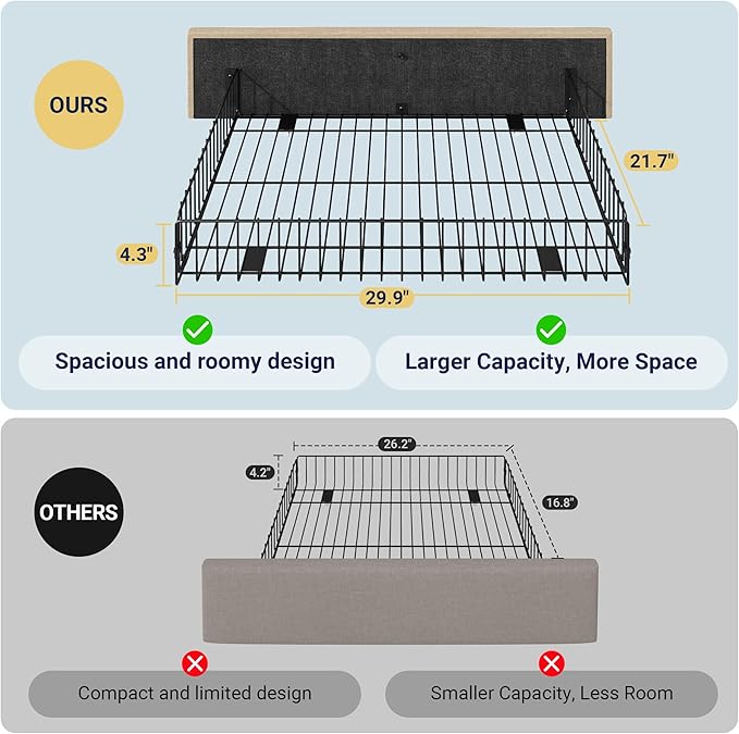 Allewie Upholstered Queen Size Platform Bed Frame with 4 Storage Drawers and Headboard, Square Stitched Button Tufted, Mattress Foundation with Wooden Slats Support, No Box Spring Needed, Beige