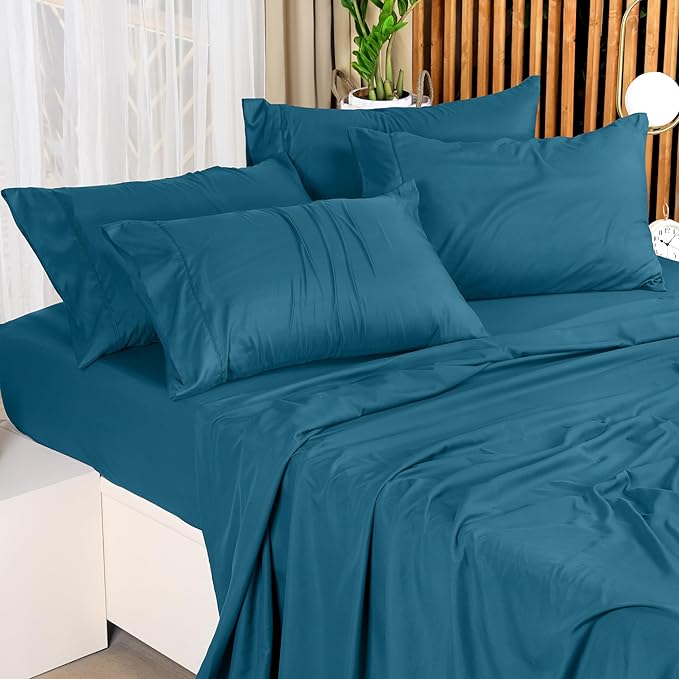 Utopia Bedding King Sheet Set – 4 Piece Bed Sheets for King Size Bed, Soft and Breathable Microfiber, Includes 1 Fitted Sheet, 1 Flat Sheet and 2 Pillowcases (Denim Blue)