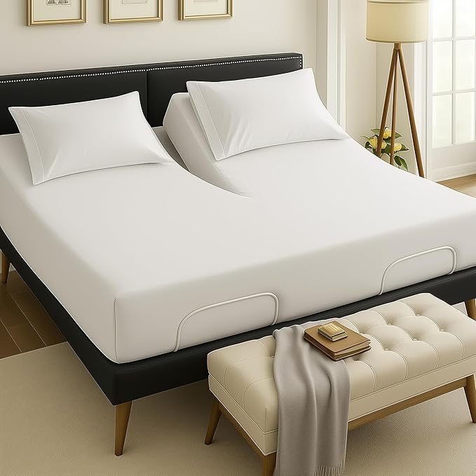 Hyde Lane Luxury 1000 Thread Count 100% Cotton Sheets | Very Soft & Thick - Fits Upto 20" Mattress | Sateen Weave Bed Sheets 18" Deep Pocket- 4 PC Sheet Set (White, Top Split King)