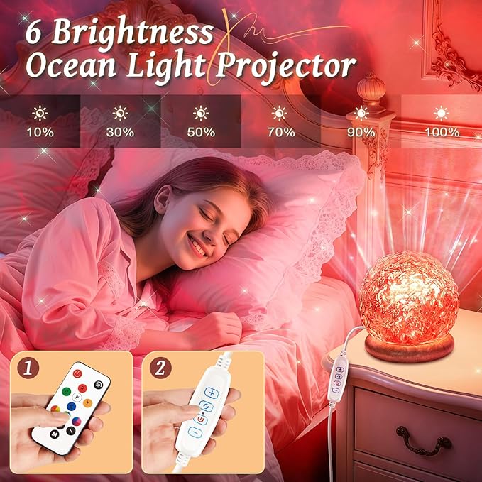Trendy Valentine's Day Gifts for Teen,18 Colors Northern Lights Projector Mood Lighting,Dimmable Ocean Lamp,Night Light Projector Lights for Bedroom with Remote,Room Decor for Teen Girls-Birthday Gift