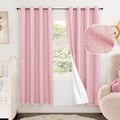 Baby Pink Linen Blackout Curtains for Nursery 72 Inch Length 2 Panels Set, Thermal Insulated Boho Total Black Out Noise Reducing Bonzer Grommets Window Curtains for Girls Bedroom, Each 52 Inch Wide