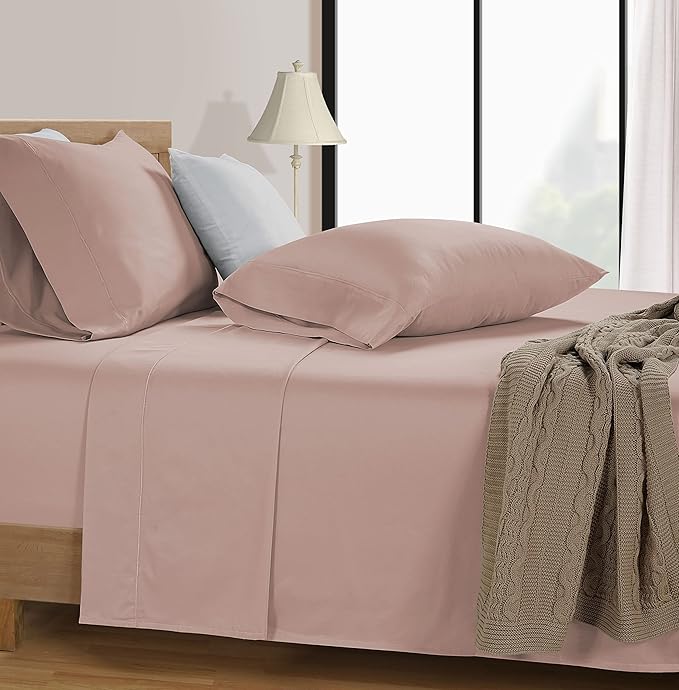 LANE LINEN Split King Sheet Sets for Adjustable Beds - 5 PCs, 600 Thread Count Split King Sheets Set - Sateen King Split Sheets for Adjustable Bed - Split Top King Sheets Set for Bed - Sepia Rose