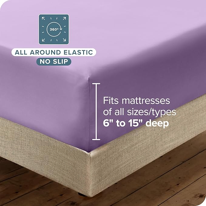 Bare Home Hotel Luxury Twin XL Sheet Set, Extra Soft - 4 Piece Set - Deep Pockets - Easy Fit - Cooling & Breathable - Wrinkle, Fade, Stain Resistant - Includes 2 Pillowcases (Twin XL, Lavender)