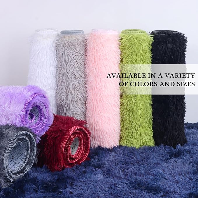 duduta Burgundy Plush Area Rugs for Bedroom 5x8 ft, Fluffy Carpet for Living Room Kids Room, Large Shag Dorm Rug, Washable Non Slip