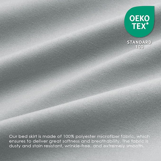 FreshCulture Queen Bed Skirt, Elastic Wrap Around Bed Skirt Queen Size, Bed Skirts for Adjustable Bed, Easy Fit with 22 Inch Drop Length, Hotel Quality Dust Ruffle for Queen Bed (Light Grey)