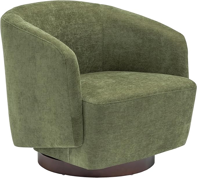 MINCETA Accent Chair,Modern Swivel Chairs for Living Room and Bedroom Reading with Wood Base,Set of 2,Fabric in Green