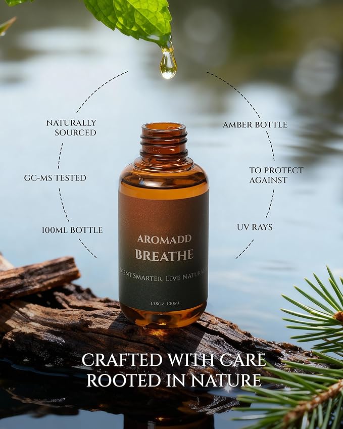 AROMADD Breathe Diffuser Oil 3.38 Fl Oz (100ml), Light Aroma Diffuser & Hotel Fragrance Diffuser Oil, Essential Oil Ideal for Anyone Who Loves a Fresh Scent Without Heavy Fragrance