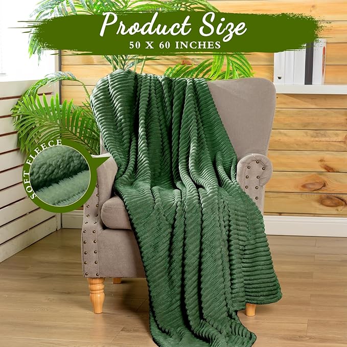 Buryeah 6 Pcs Flannel Throw Blanket Bulk 50 x 60 in Sleepover Blanket Outdoor Wedding Throw Lightweight, Oeko-tex Standard 100 Certified for Sofa Homeless Gifts (Dark Green)