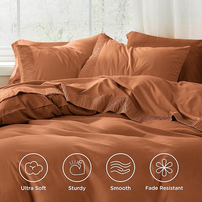 Bedsure Twin XL Sheet Sets Dorm Bedding - 3 Pieces Soft Extra Long Twin Sheets, Hotel Luxury, Easy Care Microfiber for Women, Men, Terracotta