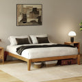 Thor Bed Frame Full - Solid Wood Platform Bed - Japanese Joinery Bed Frame - Wood Slat Support - No Box Spring Needed - Easy Assembly - Minimalist & Modern Style (Light Brown)
