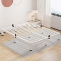 ROIL 7 Inch White King Bed Frame with Rounded Corner and Mattress Retainers, 3500LBS Heavy Duty Steel Slats No Box Spring Needed Platform Noise-Free Easy Assembly