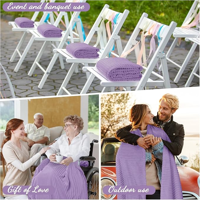 Buryeah 6 Pcs Flannel Throw Blanket Bulk 50 x 60 in Sleepover Blanket Outdoor Wedding Throw Lightweight, Oeko-tex Standard 100 Certified for Sofa Homeless Gifts (Pale Purple)