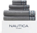 Nautica - Bath Towels, 100% Soft & Absorbent Fluffy Cotton, Highly Absorbent & Quick Dry, Medium Weight Bathroom Towels (Signature Grey, 6 Piece)