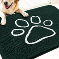 OLANLY Dog Door Mat for Muddy Paws 30x20, Paw Print Design, Absorbs Moisture and Dirt, Absorbent Non-Slip Washable Doormat, Quick Dry Chenille Mud Mat, Entry Indoor Entryway Carpet, Blackish Green