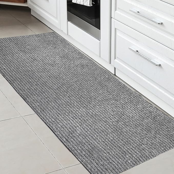 Ottomanson 2' x 5' Hallway Runner with Scraper Pile - Extra Durable Non-Slip Rug Mat for Indoor & Outdoor Use - Ideal for Kitchen, Entryway, Patio & Garage - High-Traffic Carpet, Gray
