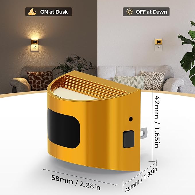 DORESshop LED Night Light[2 Pack], Night Lights Plug into Wall, 3 Mode Plug in Night Light with Motion Sensor, Dusk to Dawn Sensor, Nightlights for Adults, Bedroom, Bathroom, Hallway, Golden Cover