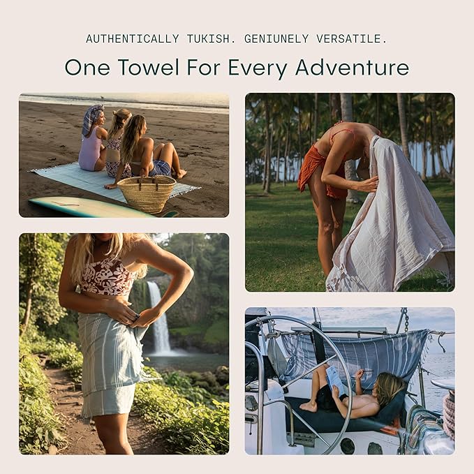 WETCAT Turkish Beach Towel Oversized (38"x71") 100% Turkish Cotton, Made in Turkey - Sand Free, Extra Large, Ultra Soft, Quick Drying, Compact & Lightweight for Travel - Dark Gray