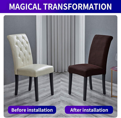 Howhic Stretch Chair Covers for Dining Room Set of 6, Removable Washable Dining Room Chair Covers, Dining Chair Slipcovers Seat Protector, Great for Home and Banquet Decor (Chocolate, 6 Pack)