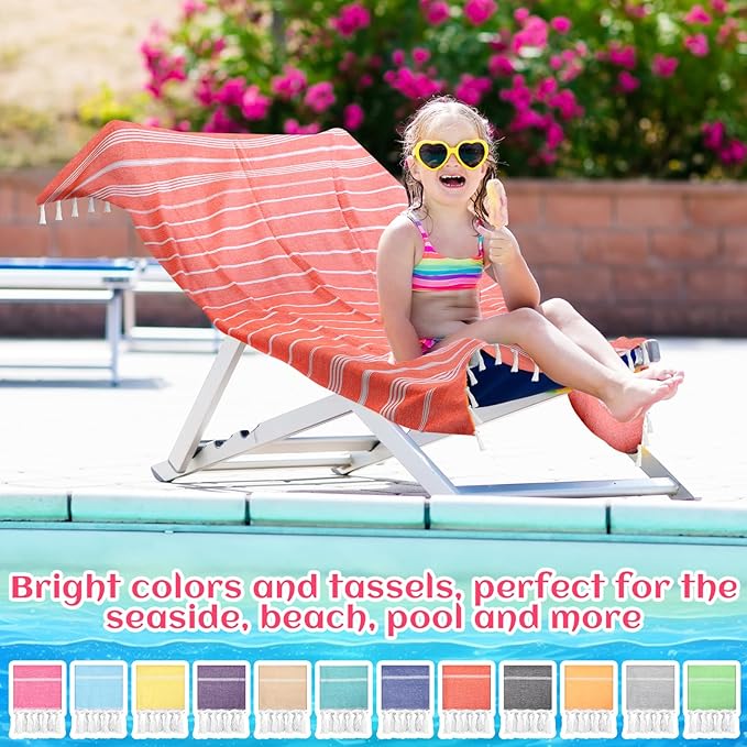 12 Pcs Turkish Beach Towel 30 x 60 Inch Extra Large Lightweight Travel Towel Cotton Turkish Bath Towels Oversized Quick Dry Beach Towels Absorbent Towels Swim Towel (Multicolor)