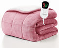 Homemate Heated Weighted Blanket for Adults - 62"x84" 20lbs Electric Throw Fast Heating Heavy Blanket 1/2/4/6/8 Hour Auto Off 10 Heat Levels Over-Heat Protection Soft Flannel Sherpa