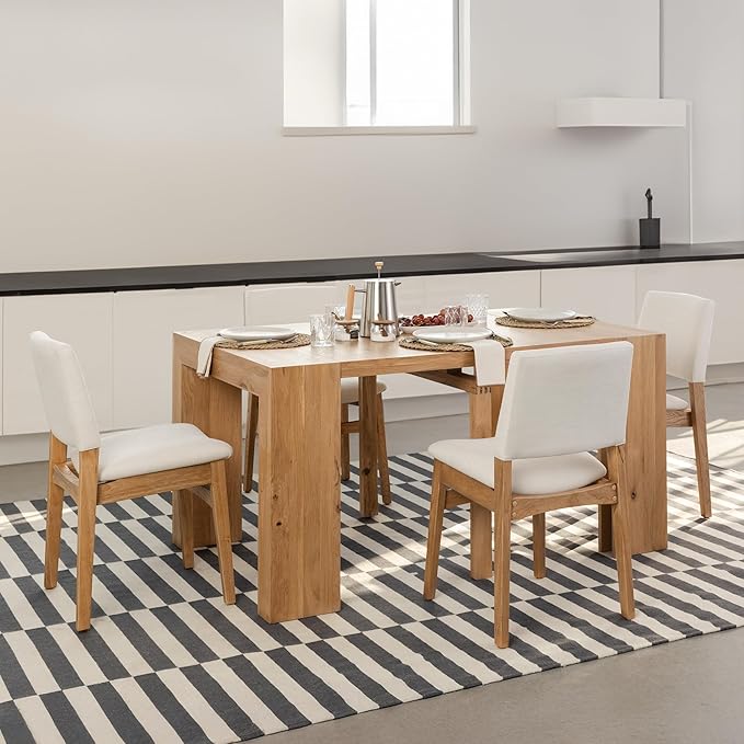 Transformer Table - Solid Wood Extendable Dining Table, Seats 2-12, Extendable Dining Room Table, Space-Saving Furniture, Expandable Dining Furniture (Natural, Table + 4 Chairs)