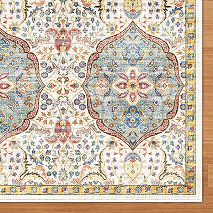 Gertmenian Indoor Bohemian Area Rug - 5x7 Standard, Non-Shedding, Ideal for High Traffic in Living Room, Bedroom, Entryway - Moroccan, Beige/Sand, 26833
