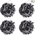 BTYMS 4 Pieces Loofah Sponge Shower Puff Exfoliating Bath Sponge 60g Mesh Pouf Bath Loofahs Black Shower Scrunchies for Bathing