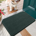 OLANLY Dog Door Mat for Muddy Paws 30x17, Absorbs Moisture and Dirt, Absorbent Non-Slip Washable Doormat, Quick Dry Chenille Mud Mat, Entry Indoor Entryway Carpet for Inside Floor, Blackish Green