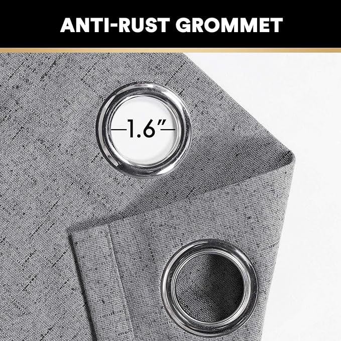 PrinceDeco Blackout Curtains for Living Room 100 Percent Blackout Curtains for Sliding Glass Doors Patio Curtains for Sliding Door Anti Rust Grommet Room Divider Curtains,W100 X L108 Inch,Light Grey