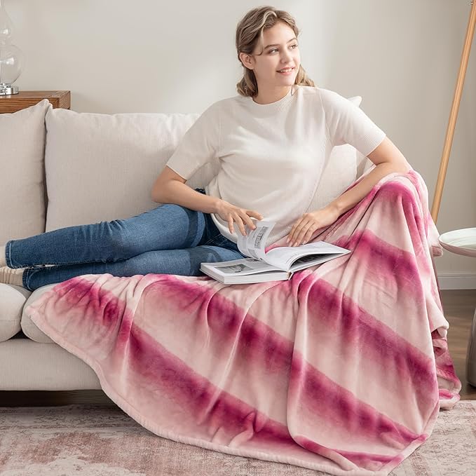 Berkshire Blanket-Classic Heavyweight Soft Printed VelvetLoft® Plush Throw Blanket, Cozy and Fuzzy, Purple Pitch, 50in x 70in