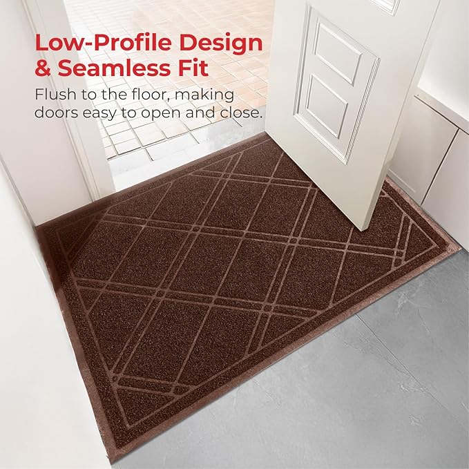 SlipToGrip Universal Door Mat – Plaid Design Size 35” x 23” – Anti Slip, Durable & Washable – Duraloop Mesh Entrance Outdoor & Indoor Welcome Mat – Dirt and Dust Absorber