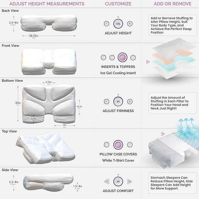 Wife Pillow - Insert, Plush Molded Memory Foam 80D - Can Use As Thin Sleeping Pillow for Stomach Sleeper. Ergonomic Size, Orthopedic Neck U Shaped Cutout: Ulta Soft High-Density Layer Support