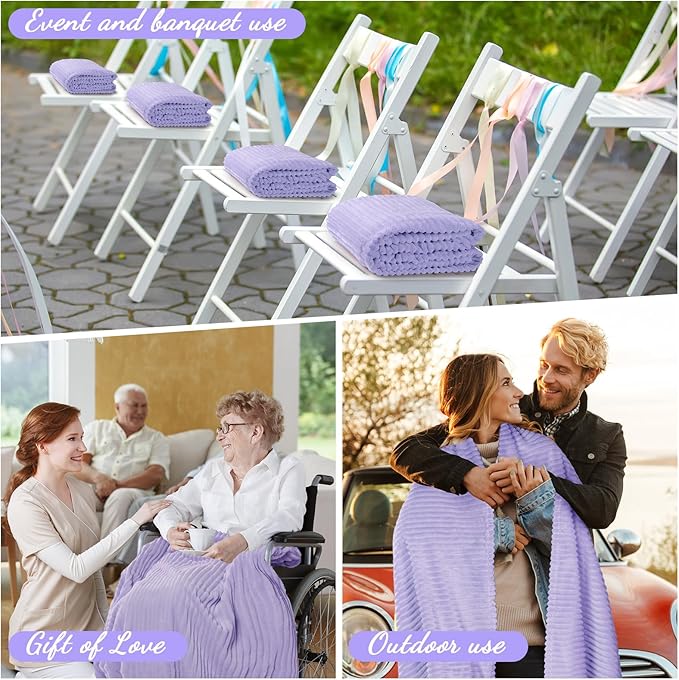 Buryeah 6 Pcs Flannel Throw Blanket Bulk 50 x 60 in Sleepover Blanket Outdoor Wedding Throw Lightweight, Oeko-tex Standard 100 Certified for Sofa Homeless Gifts (Light Purple)