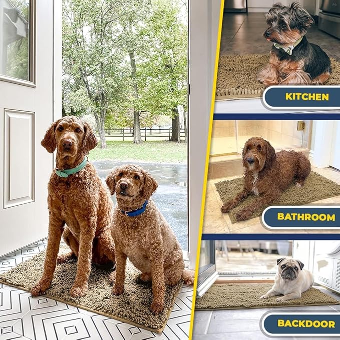 Muddy Mat® Shown on TV – Super Absorbent Door Mat Indoor, Microfiber Quick Dry Chenille Entryway Rug, Non-Slip Front Door Mat, Indoor Mats for Entryway, Machine Washable Pet Rug, Beige 36"x72"