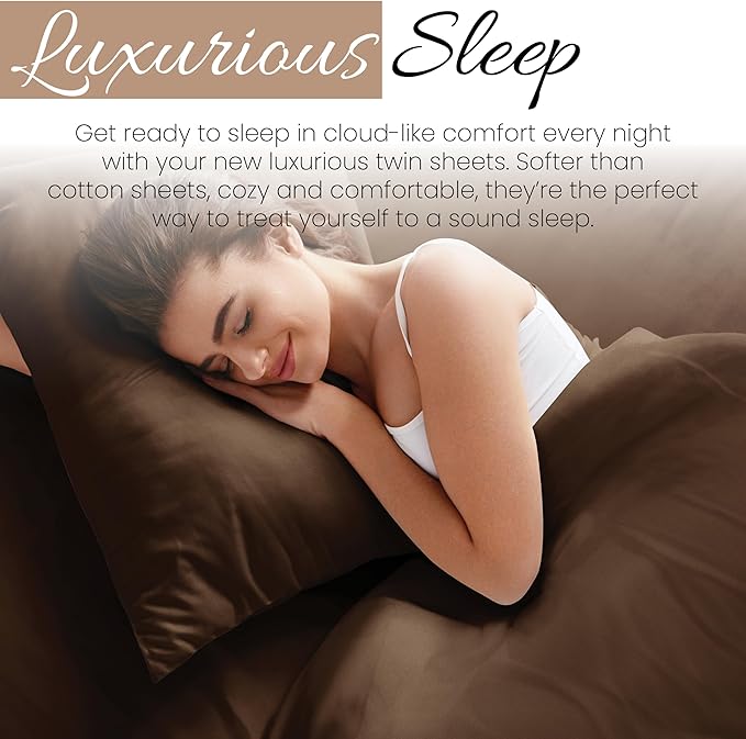 Linen Market Bed Sheets for Twin Size Bed (Chocolate) - Sleep Better Than Ever with These Soft and Cooling Twin Sheets - Deep Pocket Fits 16" Thick Beds - 3 Piece Twin Sheet Set