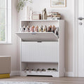 Shoe Cabinet with 2 Flip Drawers, Fluted Shoe Storage Cabinet with Adjustable Shelves, Freestanding Rack and Organizer for Entryway, Closet, Hallway