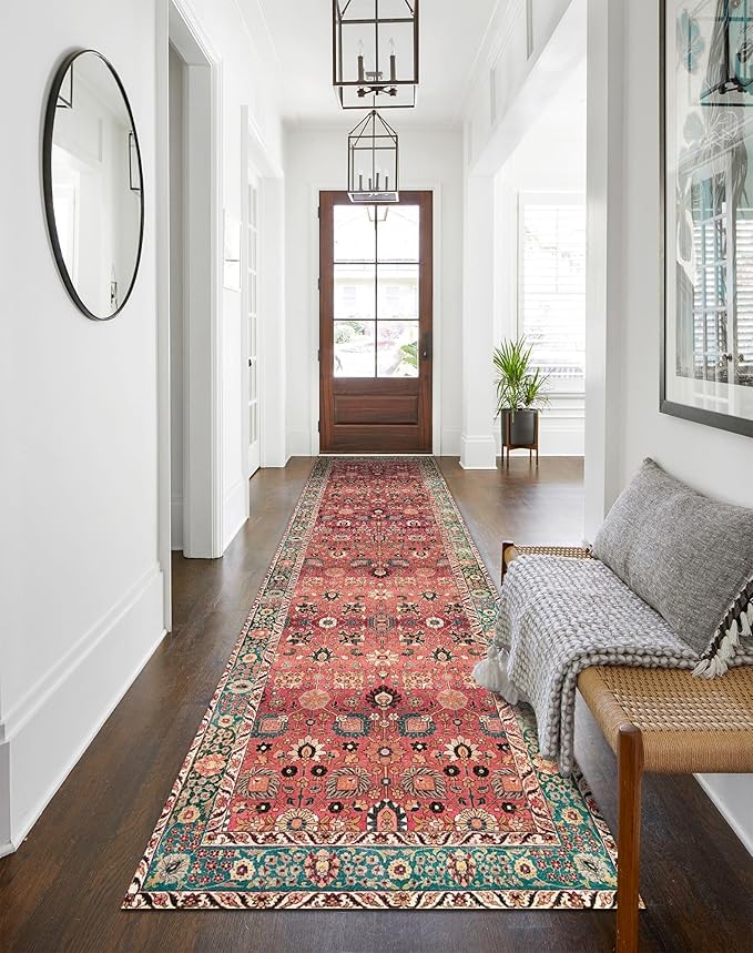 vivorug Runners for Hallways 2'x8', Non Slip Washable Rug, Carpet Runner for Kitchen Laundry Room Bedroom, Ultra Soft Rug Runner with Rubber Backing, Cherry Red/Spice